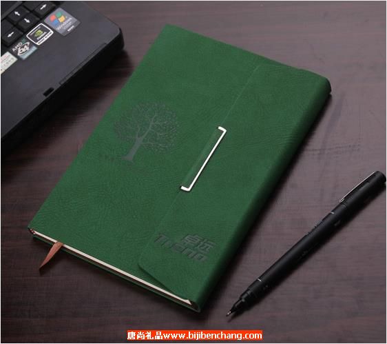 3折绿色植绒笔记本记事本定制